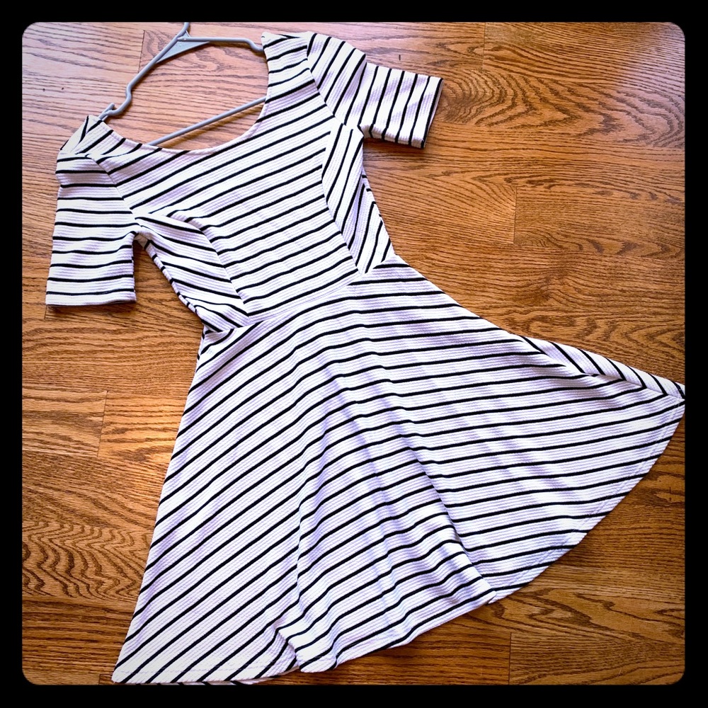 Black and White Striped Mini Dress